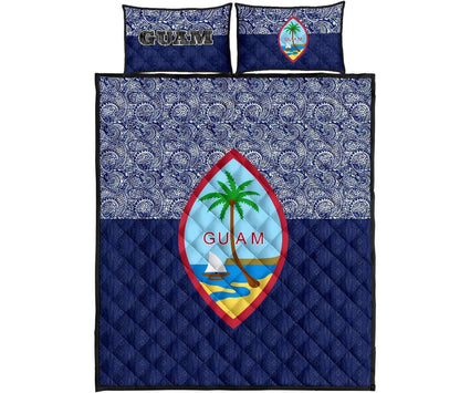 Guam Quilt Bed Set - Guam Coat Of Arms Polynesian Design