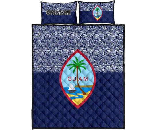 Guam Quilt Bed Set - Guam Coat Of Arms Polynesian Design