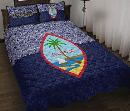 Guam Quilt Bed Set - Guam Coat Of Arms Polynesian Design