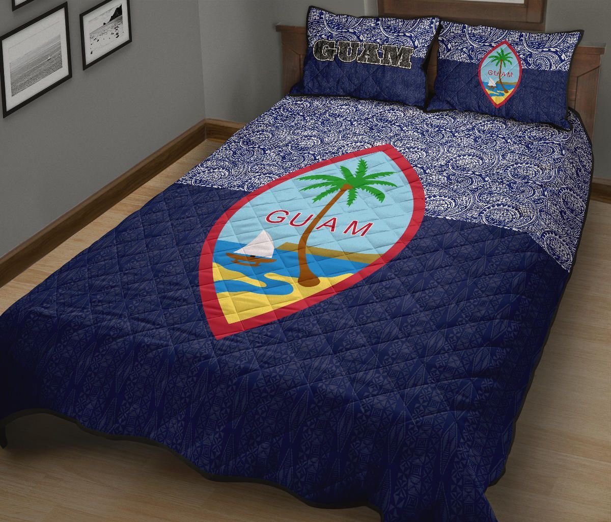 Guam Quilt Bed Set - Guam Coat Of Arms Polynesian Design