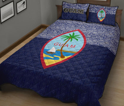 Guam Quilt Bed Set - Guam Coat Of Arms Polynesian Design