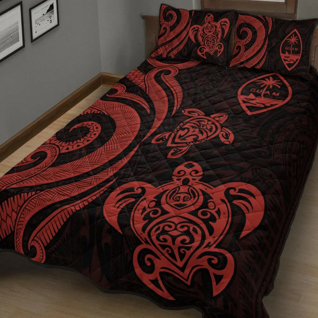 Guam Quilt Bed Set - Red Tentacle Turtle