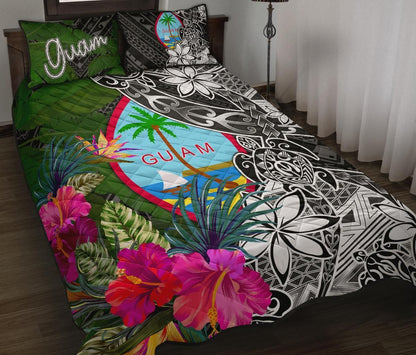 Guam Quilt Bed Set - Turtle Plumeria Banana Leaf