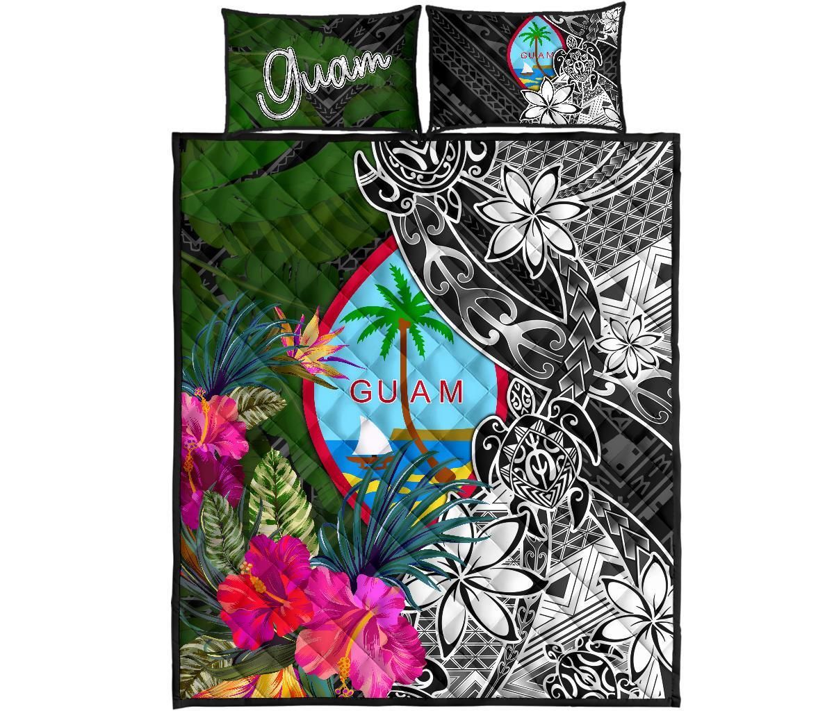Guam Quilt Bed Set - Turtle Plumeria Banana Leaf