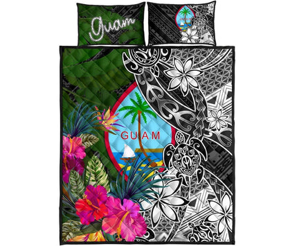 Guam Quilt Bed Set - Turtle Plumeria Banana Leaf