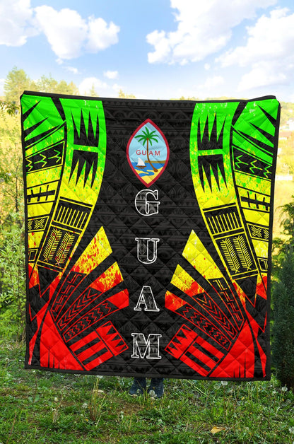 Guam Premium Quilt - Polynesian Tattoo Reggae