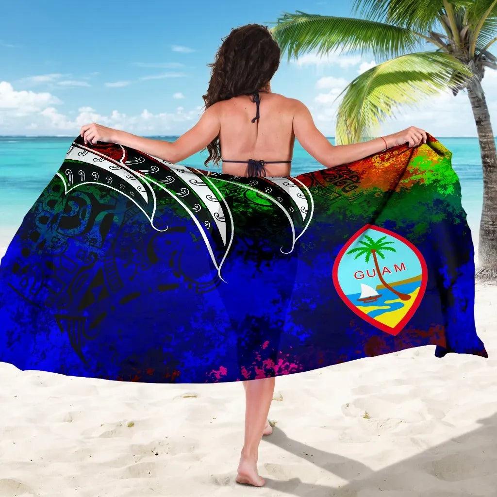 Guam Sarong - Tropical Leaf Rainbow Color