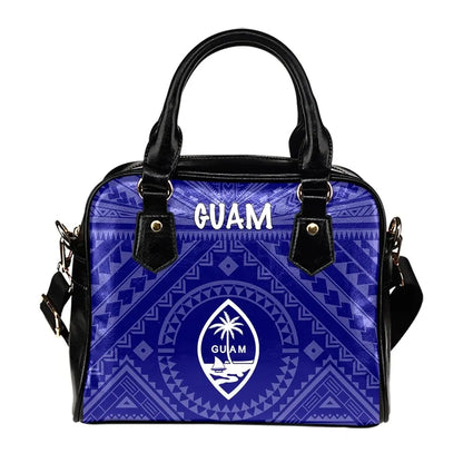 Guam Shoulder Handbag - Guam Seal With Polynesian Tattoo Style (Blue)