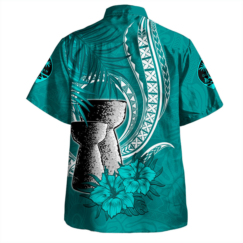 Guam Custom Personalised Hawaiian Shirt Chief Tattoo Patterns Style Sage Green