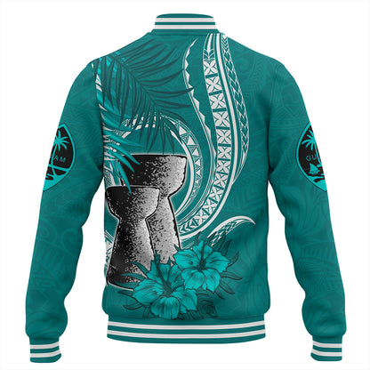Guam Baseball Jacket Tribal Latte Stone Tropical Style