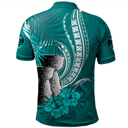 Guam Polo Shirt Tribal Latte Stone Tropical Style