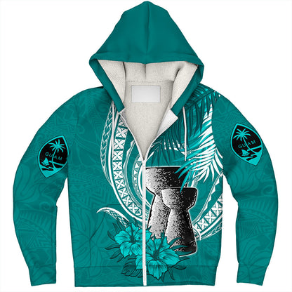 Guam Sherpa Hoodie Tribal Latte Stone Tropical Style