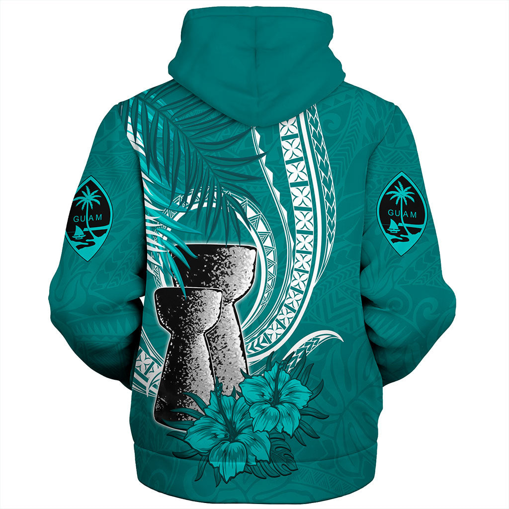 Guam Sherpa Hoodie Tribal Latte Stone Tropical Style