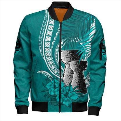 Guam Bomber Jacket Tribal Latte Stone Tropical Style
