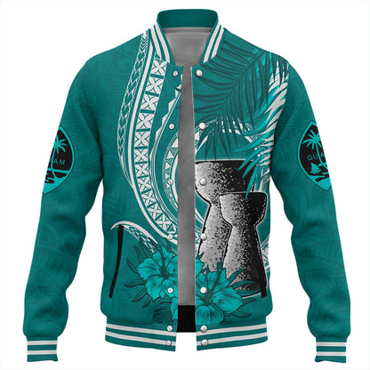 Guam Baseball Jacket Tribal Latte Stone Tropical Style