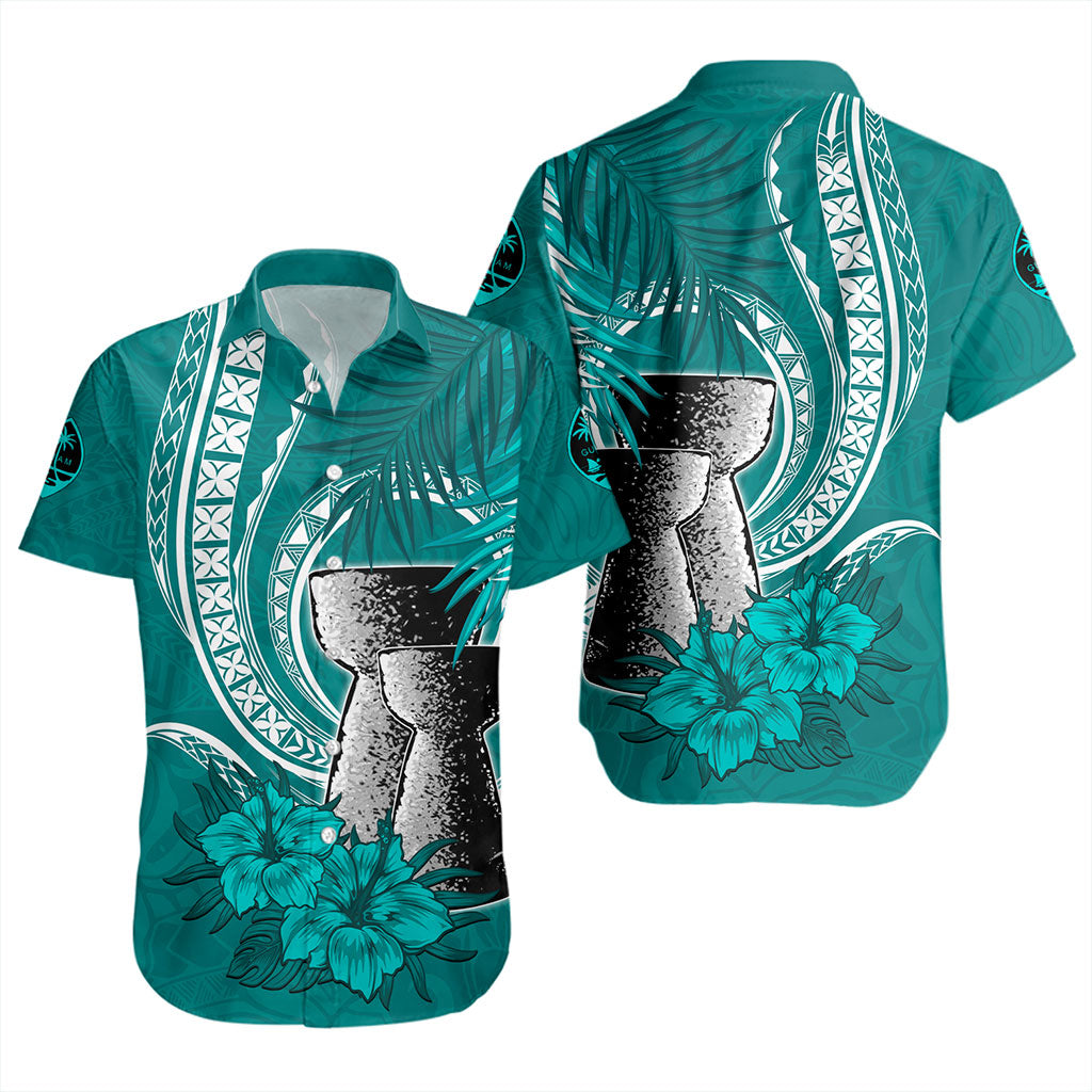 Guam Short Sleeve Shirt Tribal Latte Stone Tropical Style
