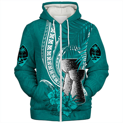 Guam Sherpa Hoodie Tribal Latte Stone Tropical Style