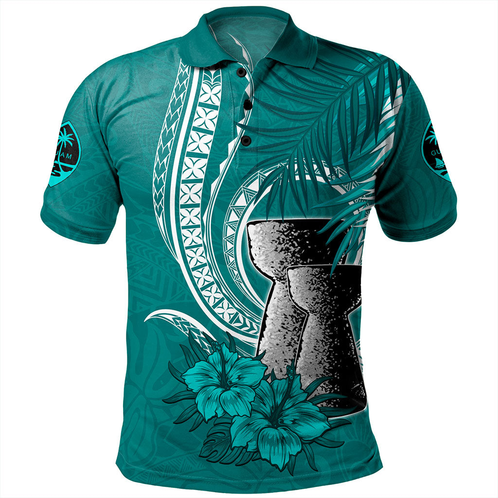 Guam Polo Shirt Tribal Latte Stone Tropical Style