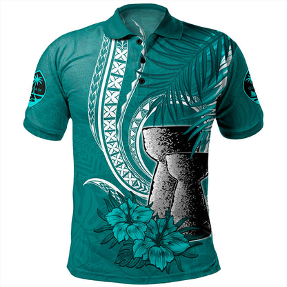 Guam Polo Shirt Tribal Latte Stone Tropical Style