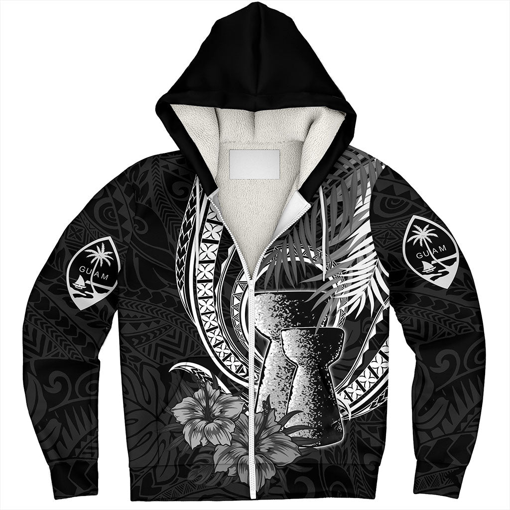 Guam Sherpa Hoodie Tribal Latte Stone Tropical Style