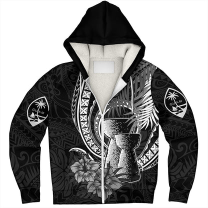Guam Sherpa Hoodie Tribal Latte Stone Tropical Style