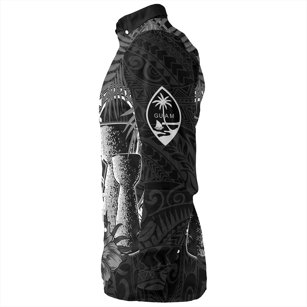 Guam Long Sleeve Shirt Tribal Latte Stone Tropical Style