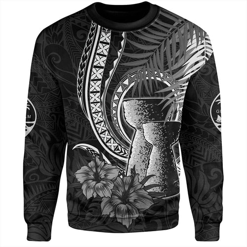 Guam Sweatshirt Tribal Latte Stone Tropical Style
