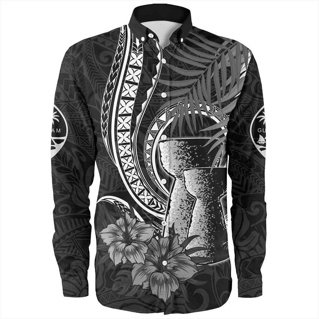 Guam Long Sleeve Shirt Tribal Latte Stone Tropical Style