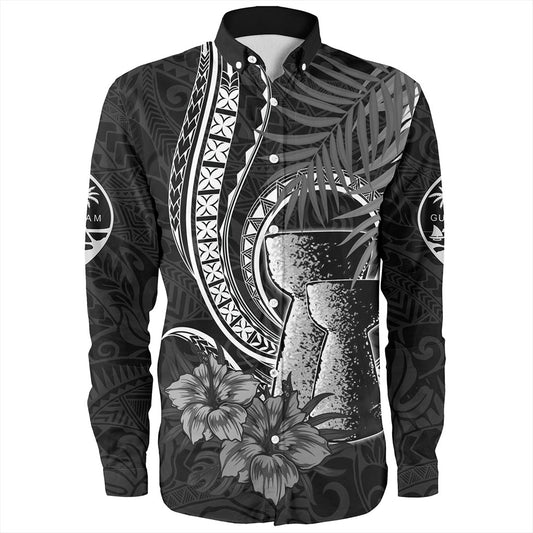 Guam Long Sleeve Shirt Tribal Latte Stone Tropical Style