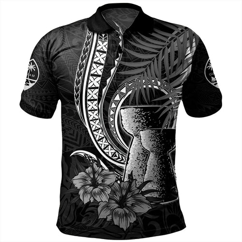 Guam Polo Shirt Tribal Latte Stone Tropical Style