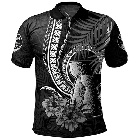 Guam Polo Shirt Tribal Latte Stone Tropical Style
