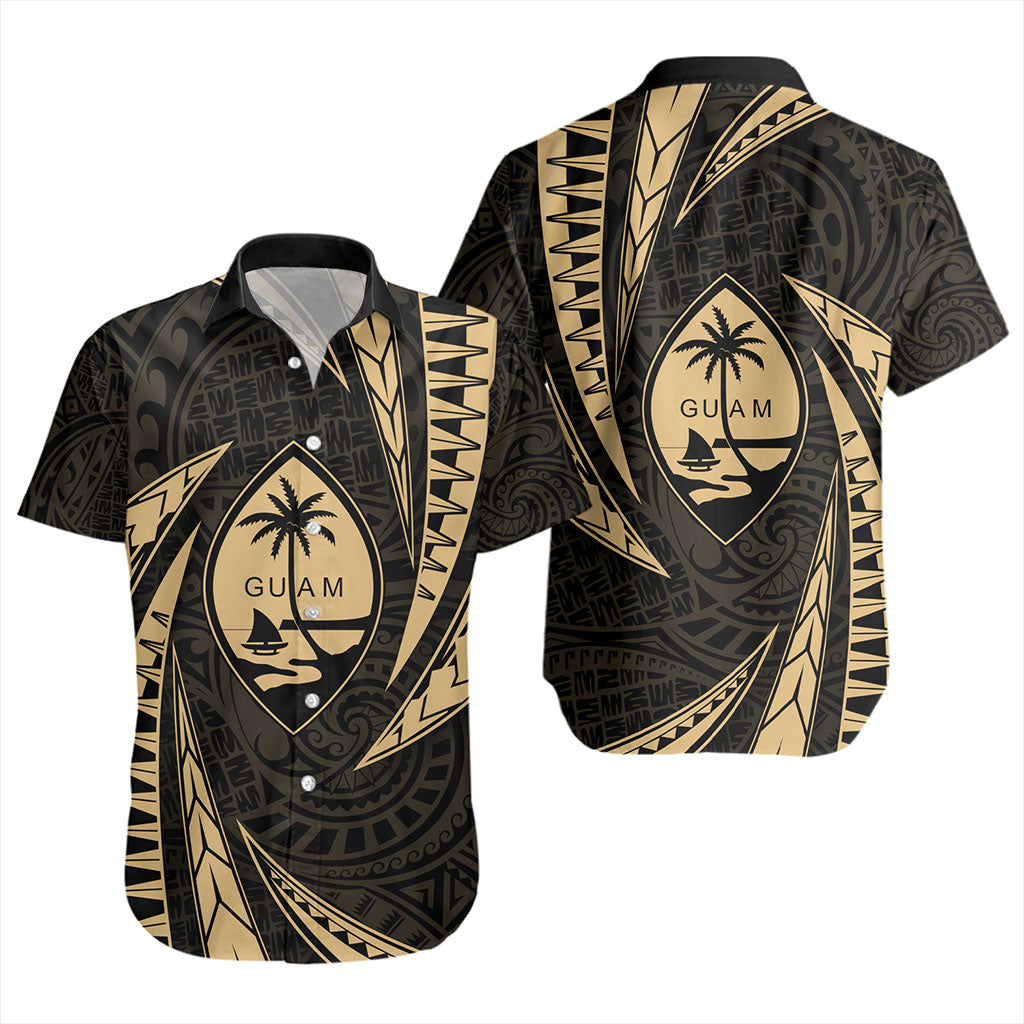 Guam Short Sleeve Shirt Micronesian Tribal Wave