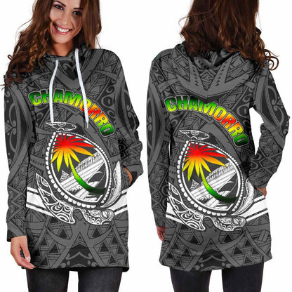 Guam Female Hoodie Dress - Turtle Guam Seal Chamorro