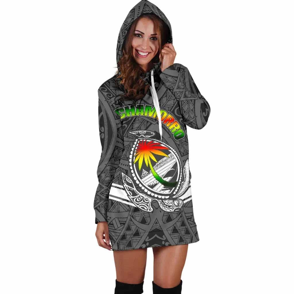 Guam Female Hoodie Dress - Turtle Guam Seal Chamorro