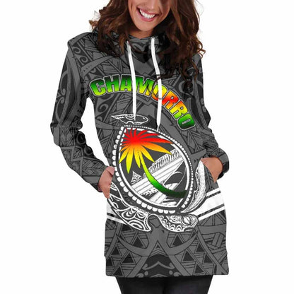 Guam Female Hoodie Dress - Turtle Guam Seal Chamorro