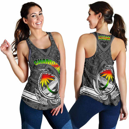 Guam Women Racerback Tank - Turtle Guam Seal Chamorro