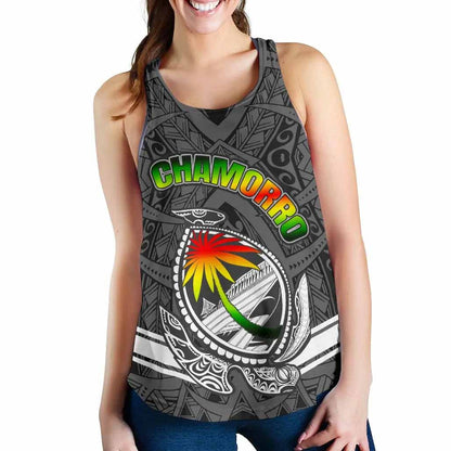 Guam Women Racerback Tank - Turtle Guam Seal Chamorro