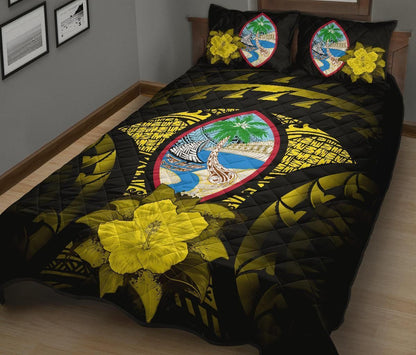 Guam Polynesian Quilt Bed Set Hibiscus Yellow