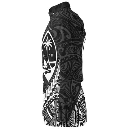 Guam Long Sleeve Shirt Tribal Micronesian Coat Of Arms Gray