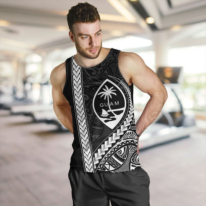 Guam Tank Top Tribal Micronesian Coat Of Arms Gray