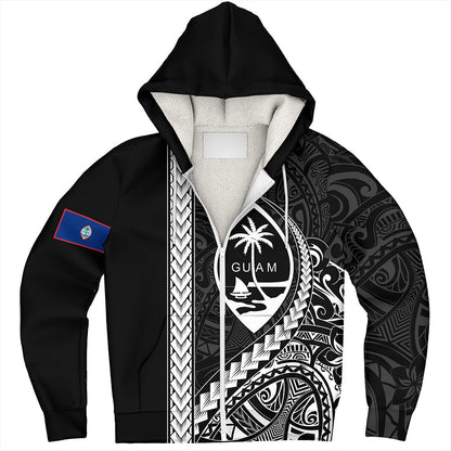 Guam Sherpa Hoodie Tribal Micronesian Coat Of Arms Gray
