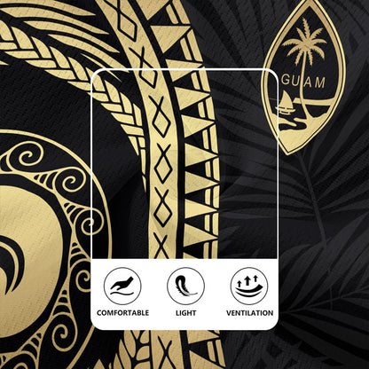 Guam Rugby Jersey Tribal Pattern Golden