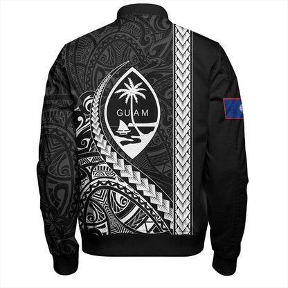 Guam Bomber Jacket Tribal Micronesian Coat Of Arms Gray