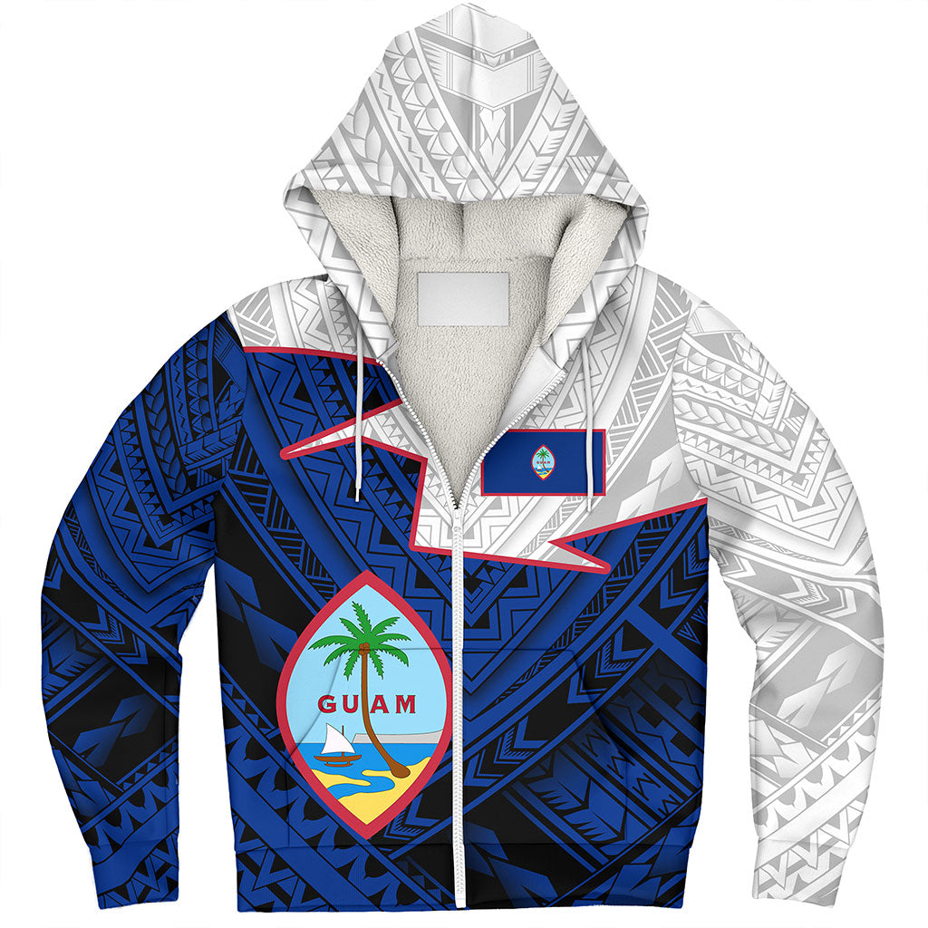 Guam Sherpa Hoodie Polynesian Tattoo Flag And Coat Of Arms