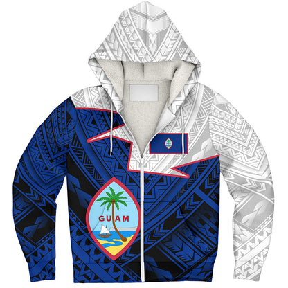 Guam Sherpa Hoodie Polynesian Tattoo Flag And Coat Of Arms