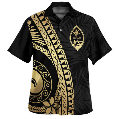 Guam Hawaiian Shirt Tribal Micronesian Coat Of Arms Gray