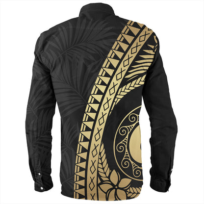 Guam Long Sleeve Shirt Tribal Pattern Golden