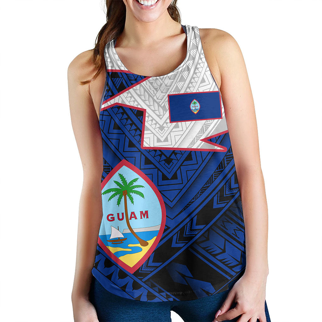 Guam Women Tank Polynesian Tattoo Flag And Coat Of Arms