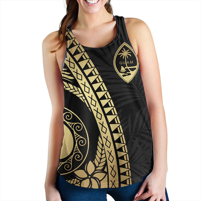 Guam Women Tank Tribal Pattern Golden