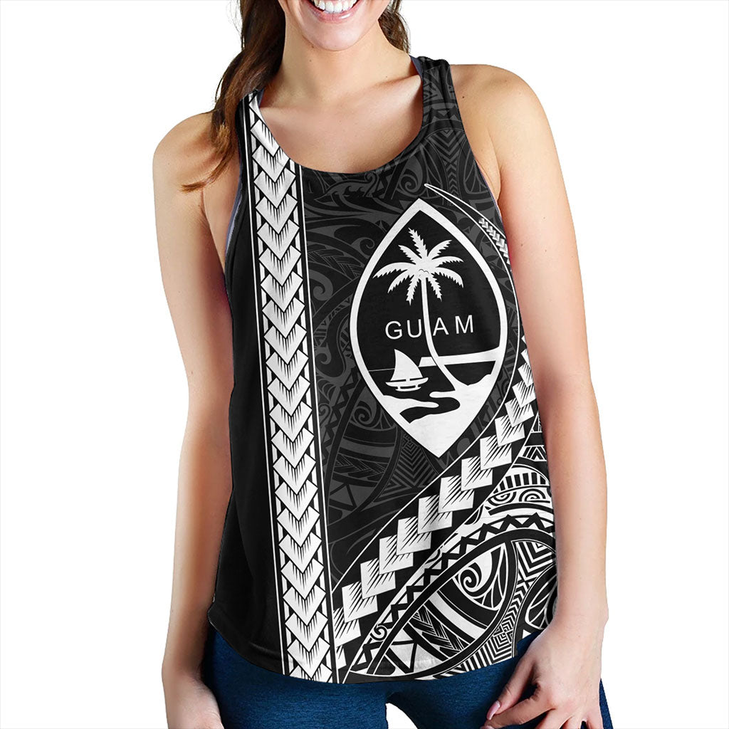Guam Women Tank Tribal Micronesian Coat Of Arms Gray